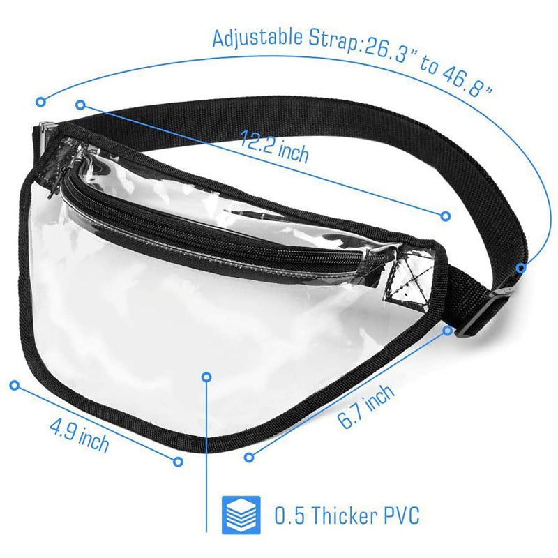 BuyAgain Clear Fanny Pack, BuyAgain Clear Transparent Waterproof Stadium Approved Waist Fashion Pouch Bag for Women Men Concerts Work office Sports Travel and Daily Use - Image 2